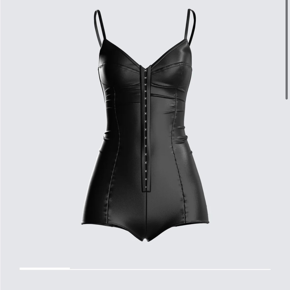 Finesse black size small brand new never worn w tags black satin corset romper